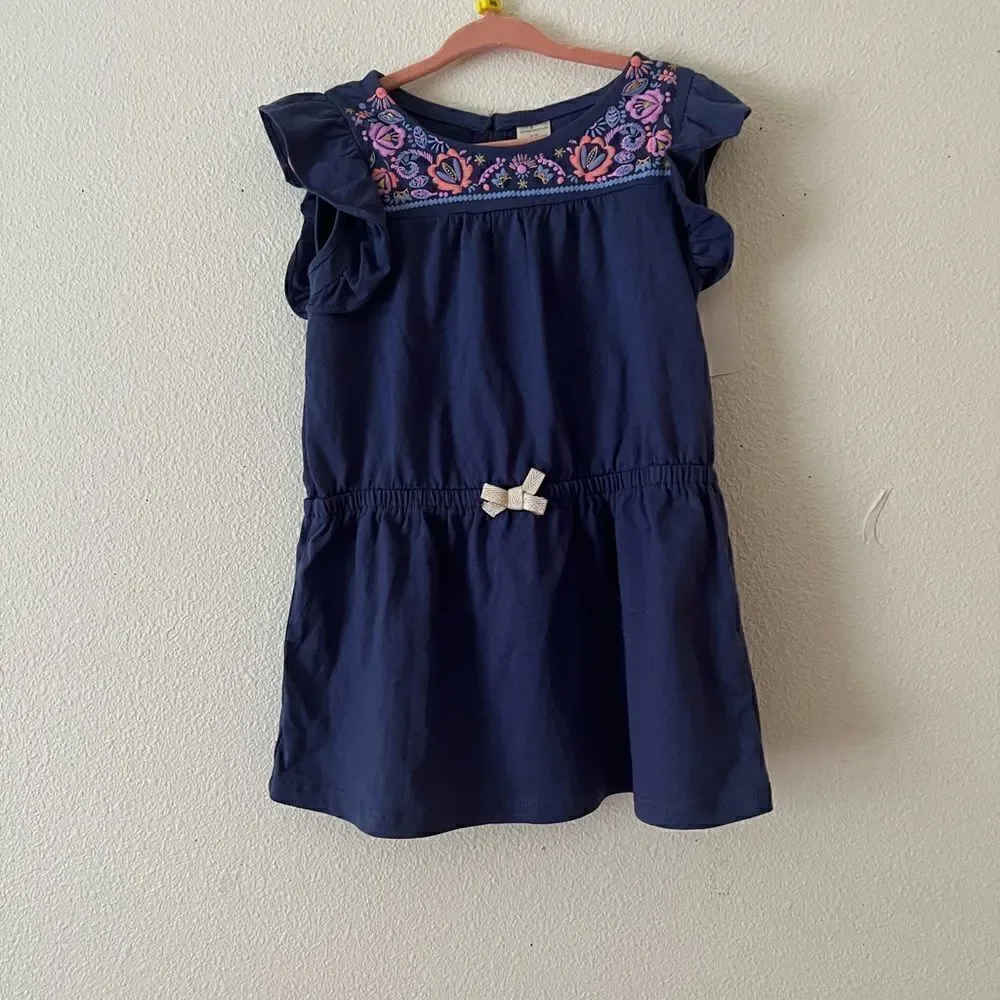 Oshkosh B’gosh Girls Size 4 Blue Tunic Top Embroidered Flowers